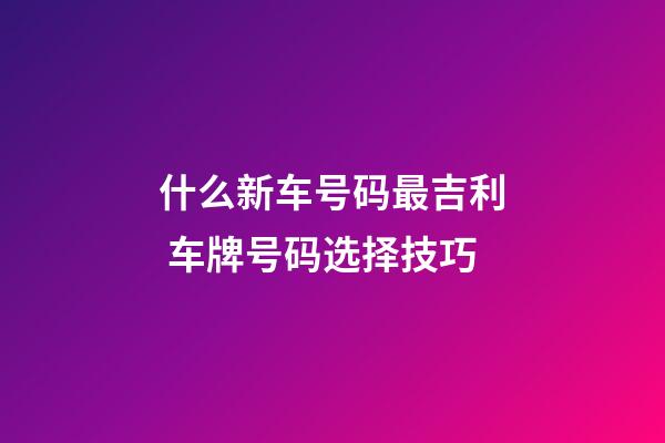 什么新车号码最吉利 车牌号码选择技巧
